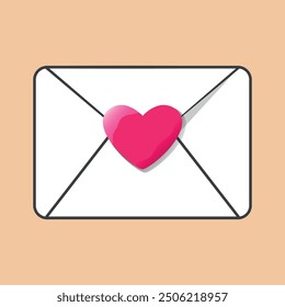 Romantic vector art of a love letter with a heart seal. Perfect for Valentine's, wedding invites, or love-themed designs. Scalable and customizable for digital or print use.