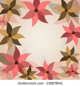 Romantic vector background with beautiful green and pink flowers