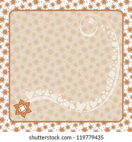 Romantic vector background with flowers, curl and hearts