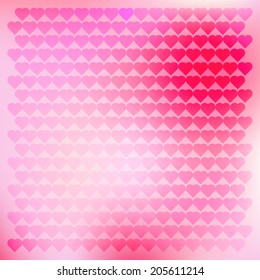 Romantic vector background with hearts, holiday illustration