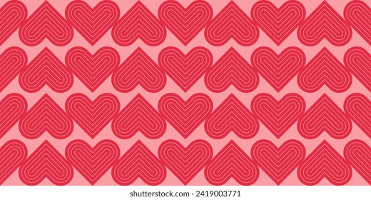 Antecedentes vectoriales románticos con corazones. Patrón sin foco con corazones. Día de San Valentín como telón de fondo.