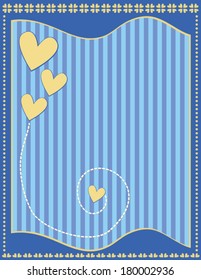 Romantic vector background with hearts and stripes