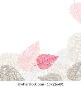 Romantic vector background with skeletons of leaves