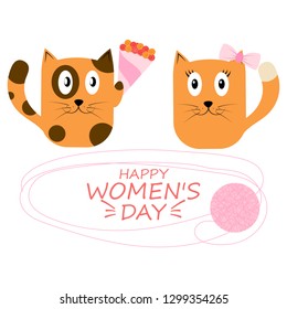 Romantic vector card template, with the image of cats, a poster with the phrase. Beautiful love card. background. Design for t-shirts and prints. Typography card, color image. Wallpaper. For children.