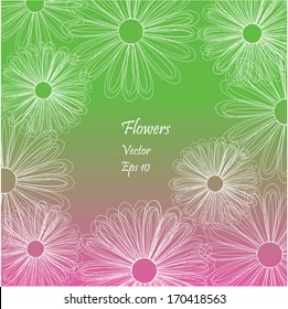 romantic vector complimentary card design with flowers sketch and place for your text