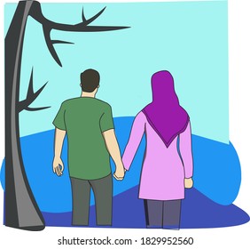 vector romántico de la mano de una pareja