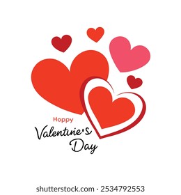 A romantic vector featuring Valentine hearts and "Happy Valentine's Day" text, perfect for greeting cards, decorations, and holiday-themed designs. Celebrate love with this vibrant and stylish graphic