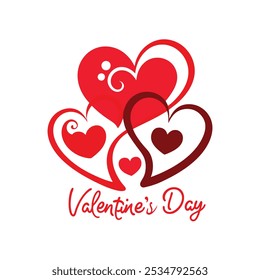 A romantic vector featuring Valentine hearts and "Happy Valentine's Day" text, perfect for greeting cards, decorations, and holiday-themed designs. Celebrate love with this vibrant and stylish graphic