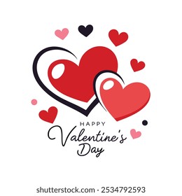 A romantic vector featuring Valentine hearts and "Happy Valentine's Day" text, perfect for greeting cards, decorations, and holiday-themed designs. Celebrate love with this vibrant and stylish graphic