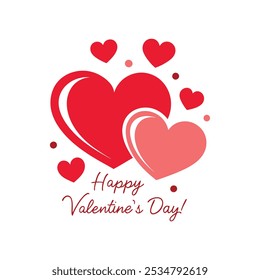 A romantic vector featuring Valentine hearts and "Happy Valentine's Day" text, perfect for greeting cards, decorations, and holiday-themed designs. Celebrate love with this vibrant and stylish graphic
