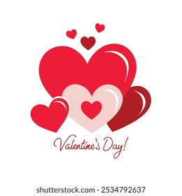 A romantic vector featuring Valentine hearts and "Happy Valentine's Day" text, perfect for greeting cards, decorations, and holiday-themed designs. Celebrate love with this vibrant and stylish graphic