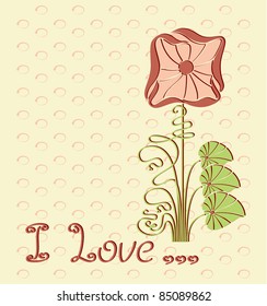 Romantic vector floral Love background. Abstract flower