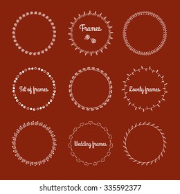 Romantic vector frames with hearts, leaves, flowers 