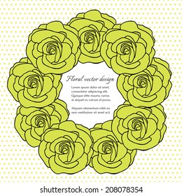 romantic vector green roses chaplet. Wallpaper background pattern design, cover decoration