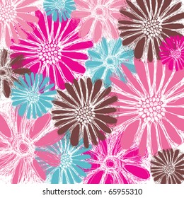 Romantic vector. happy birthday card with flowers