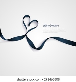 Romantic vector heart shaped ribbon