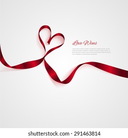 Romantic vector heart shaped ribbon