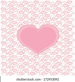 Romantic vector with heart Valentines day card. Wallpaper of heart shapes.