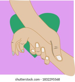 romantic vector holding and grabbing couple's hand