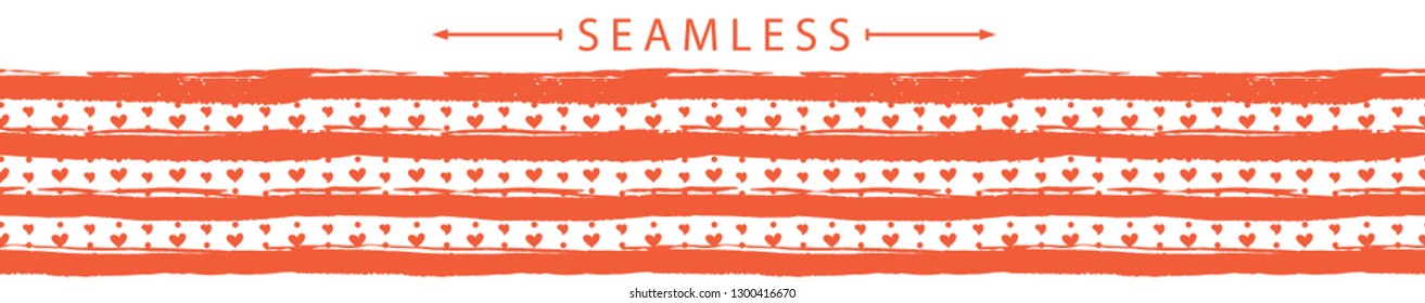 Romantic vector horizontal seamless border. Valentine's day. Holiday background. Great for wallpaper, backgrounds, packaging, fabric, scrapbooking, and giftwrap projects.