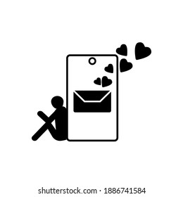 Romantic vector icon. happy Valentine's day. Love messages. quarantine, distant lovers 