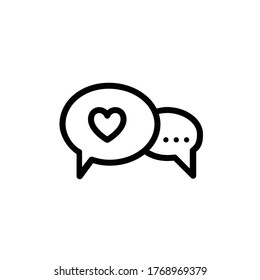 Romantic vector icon love chat cloud with heart