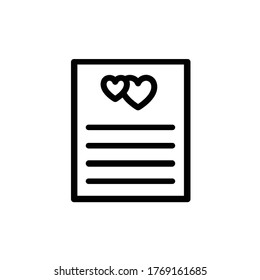 Postal de amor de icono de vector romántico 