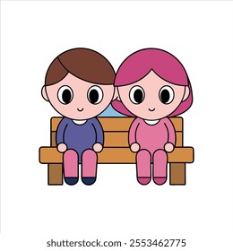 Romantic vector illustration of a couple on a swing for your design