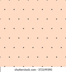 Romantic vector illustration seamless pattern of black hearts. Endless texture can be used for printing onto fabric and paper. Heart shapes wallpaper. Polka dots pattern.love cute background