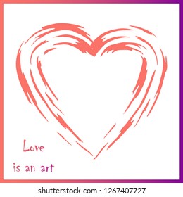 Romantic vector image with heart in Coral color inspired by color of 2019.
