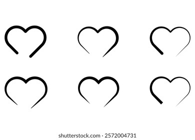 A Romantic Vector ,love bonds, Half heart designs, silhouette of blank heart, Romantic heart , Relation of heart, 