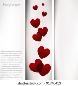 Romantic vector paper background with hearts