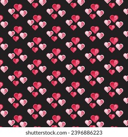 Romantic Vector pattern pink and red heart shape of love for Valentine's day and Happy mother's day texture, background, illustration.