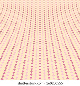 Romantic vector pattern. Sweet pink and lemon cream colors. Endless texture can be used for printing onto fabric and paper. Wallpaper of stripes with heart shape.