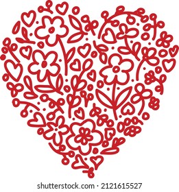 Romantic vector red color  hearts  on a white background. Illustration for fabrics, dresses, interiors, bed textile, packaging, invitation, postcards, wedding