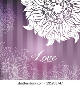 romantic vector rose background with hand drawn lace flowers