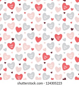 Romantic vector seamless background with bright hearts