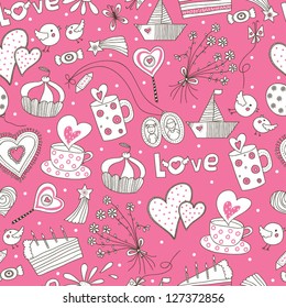 Romantic vector seamless pattern.