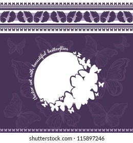 romantic vector set with beautiful butterflies
