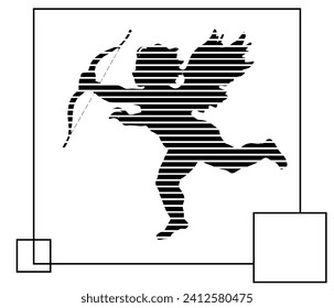 romantic vector silhouette, valentine vector, vector silhouette, icon of a love angel who wants to shoot archery, fit for Valentine's Day