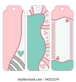 Romantic vector tag or label collection with hearts