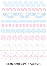 Romantic vector trim collection with hearts, dots and stars