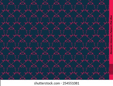 Romantic Victorian Pattern (Pink-Blue) Damask Pattern created with simple curved lines (mostly crescent shapes)