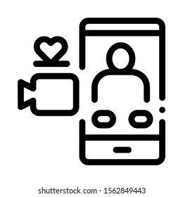 Romantic Video Calling Icon Vector. Outline Romantic Video Calling Sign. Isolated Contour Symbol Illustration