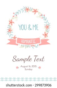 Romantic vintage card. Hand drawn vector floral illustration. Wedding style.
