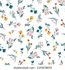 romantic vintage flowers seamless pattern