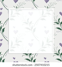 Romantic vintage frame with decorative elements on polka dot background. Perfect for greeting cards.