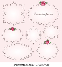 The romantic vintage frames with flowers for wedding card and other design