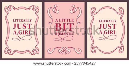 Romantic vintage frames with intricate ribbon details, for adding text. Empty space for invitations, greeting cards, branding, packaging, and vertical social media designs