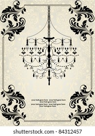 Romantic Vintage Invitation Card Design With Chandelier